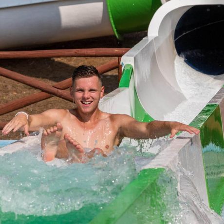 person on water slide