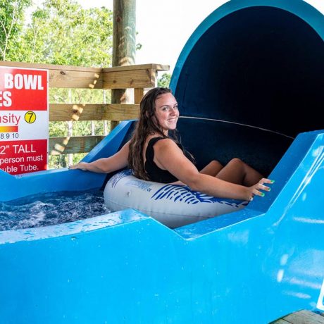 person on water slide