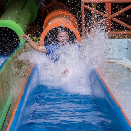 person on water slide